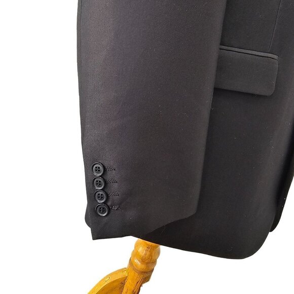 Vitarelli 2 Btn Sport Coat Blazer Black Wool 2.75 in Peak Lapel Single Vent Mens - Picture 4 of 12